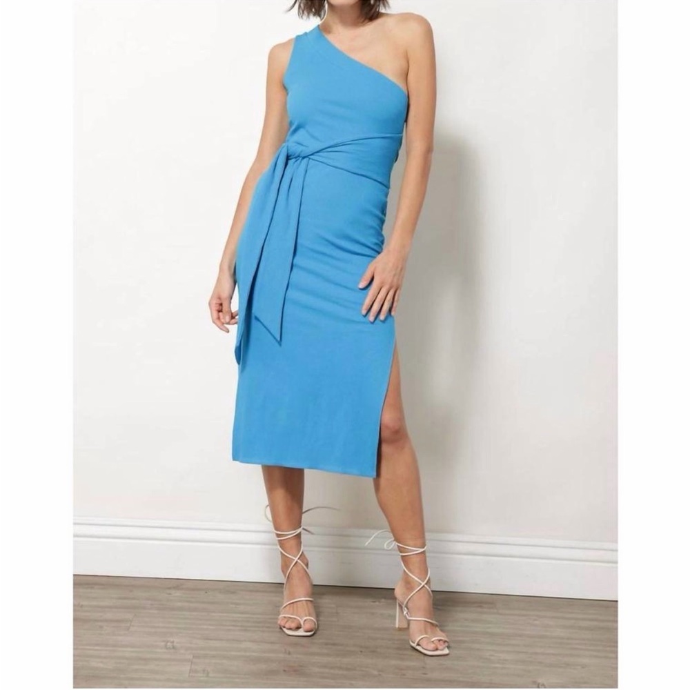 NWT Line and Dot Willow One-Shoulder Dress | Blue | Medium - Picture 2 of 9